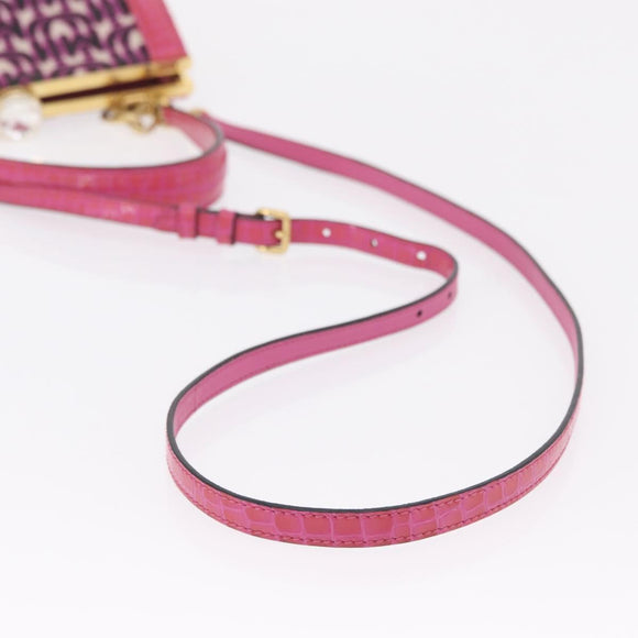 Miu Miu Hand Bag Canvas 2way Pink Gold Auth 167644A