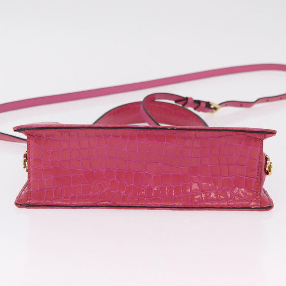 Miu Miu Hand Bag Canvas 2way Pink Gold Auth 167644A