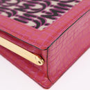 Miu Miu Hand Bag Canvas 2way Pink Gold Auth 167644A-10