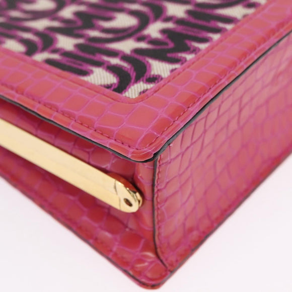Miu Miu Hand Bag Canvas 2way Pink Gold Auth 167644A