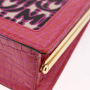 Miu Miu Hand Bag Canvas 2way Pink Gold Auth 167644A-21
