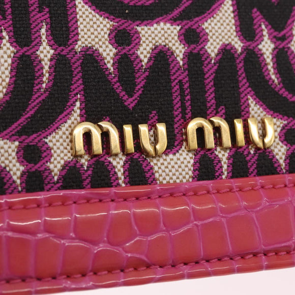 Miu Miu Hand Bag Canvas 2way Pink Gold Auth 167644A