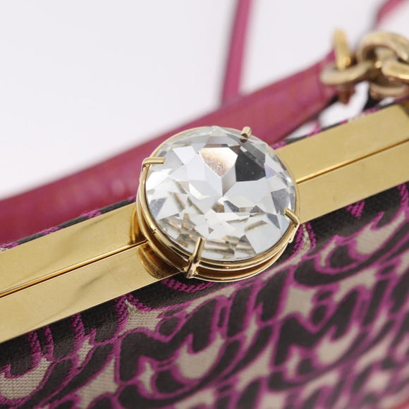 Miu Miu Hand Bag Canvas 2way Pink Gold Auth 167644A