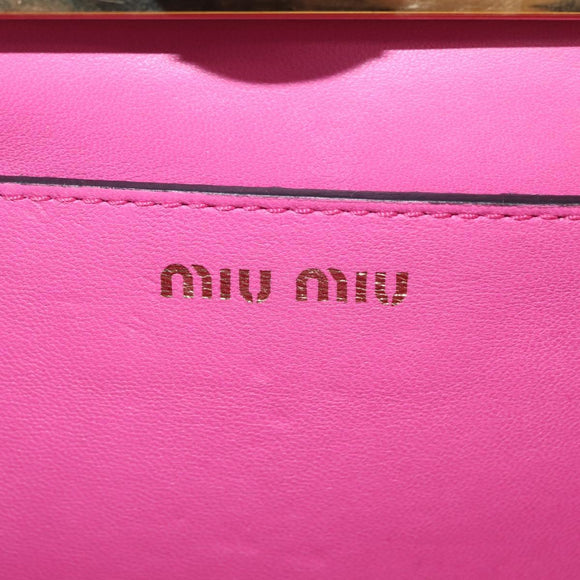 Miu Miu Hand Bag Canvas 2way Pink Gold Auth 167644A