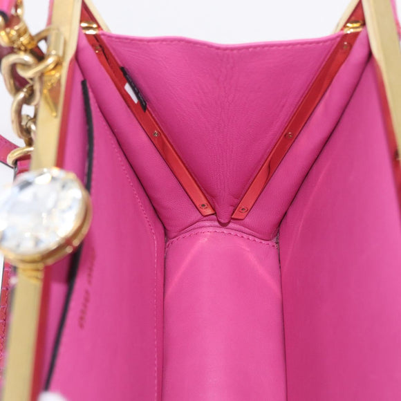Miu Miu Hand Bag Canvas 2way Pink Gold Auth 167644A