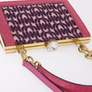 Miu Miu Hand Bag Canvas 2way Pink Gold Auth 167644A-6