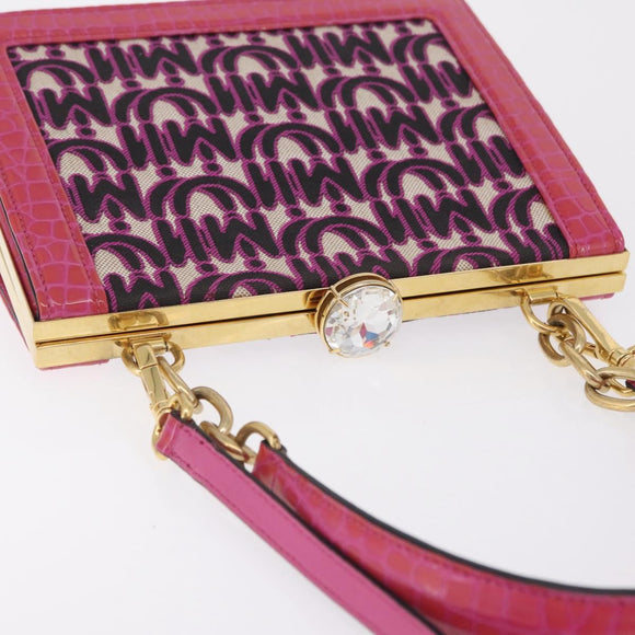 Miu Miu Hand Bag Canvas 2way Pink Gold Auth 167644A