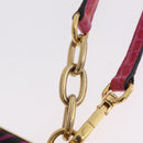 Miu Miu Hand Bag Canvas 2way Pink Gold Auth 167644A-15