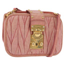 Miu Miu Matelasse Shoulder Bag Leather Pink Gold Auth 167645A-1