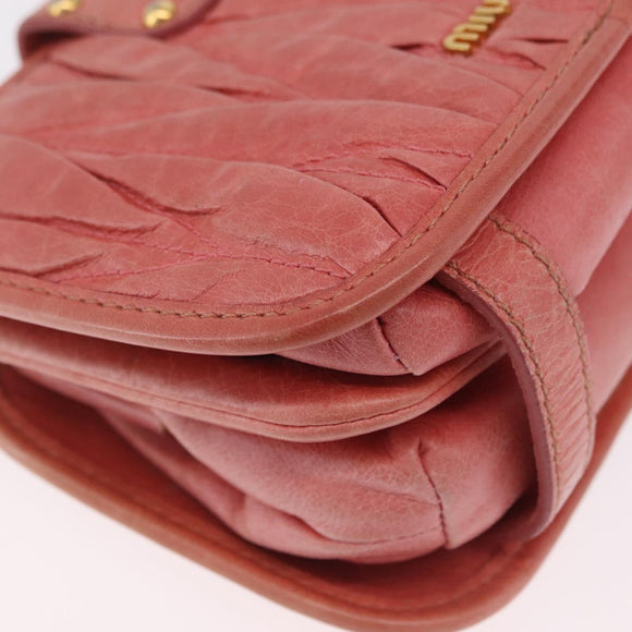 Miu Miu Matelasse Shoulder Bag Leather Pink Gold Auth 167645A