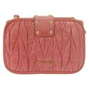 Miu Miu Matelasse Shoulder Bag Leather Pink Gold Auth 167645A-2