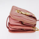 Miu Miu Matelasse Shoulder Bag Leather Pink Gold Auth 167645A-3
