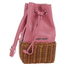 Miu Miu Shoulder Bag Raffia Leather Pink Silver Auth 167646M-1