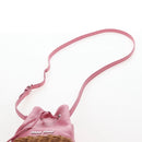 Miu Miu Shoulder Bag Raffia Leather Pink Silver Auth 167646M-15