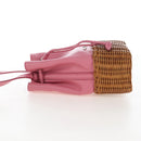 Miu Miu Shoulder Bag Raffia Leather Pink Silver Auth 167646M-3