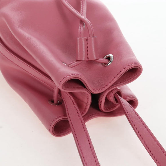Miu Miu Shoulder Bag Raffia Leather Pink Silver Auth 167646M