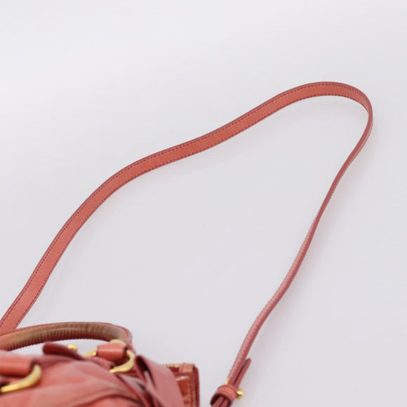 Miu Miu Hand Bag Leather 2way Pink Gold Tone Auth 167647M