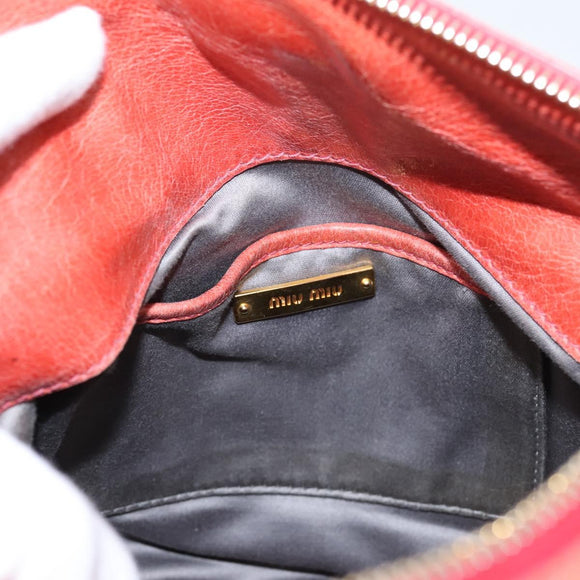 Miu Miu Hand Bag Leather 2way Pink Gold Tone Auth 167647M