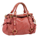 Miu Miu Hand Bag Leather 2way Pink Gold Tone Auth 167647M-1