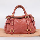 Miu Miu Hand Bag Leather 2way Pink Gold Tone Auth 167647M-12