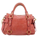 Miu Miu Hand Bag Leather 2way Pink Gold Tone Auth 167647M-2