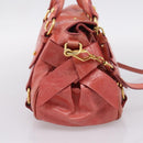 Miu Miu Hand Bag Leather 2way Pink Gold Tone Auth 167647M-3