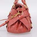 Miu Miu Hand Bag Leather 2way Pink Gold Tone Auth 167647M-4