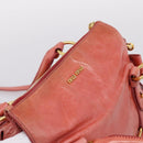 Miu Miu Hand Bag Leather 2way Pink Gold Tone Auth 167647M-6