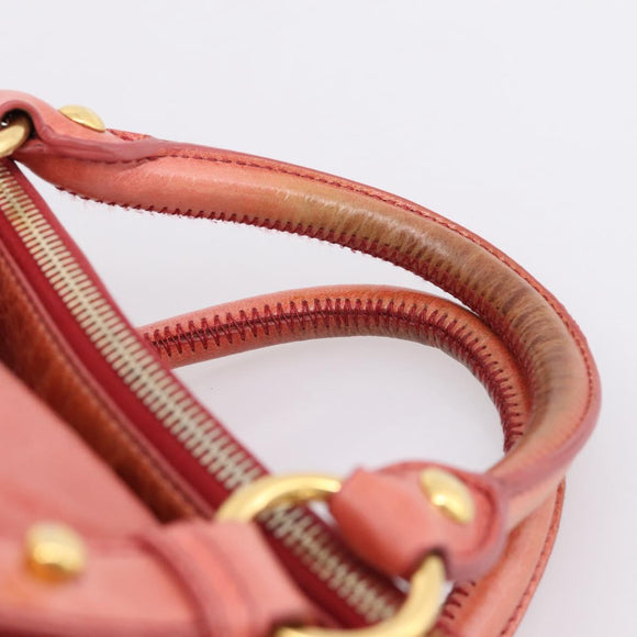 Miu Miu Hand Bag Leather 2way Pink Gold Tone Auth 167647M