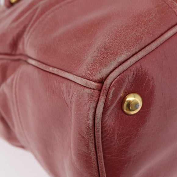 Miu Miu Hand Bag Leather 2way Pink Gold Auth 167648A