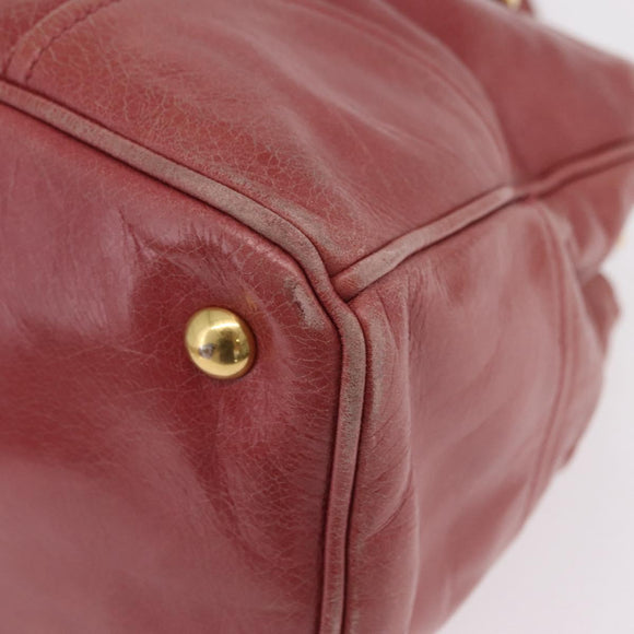 Miu Miu Hand Bag Leather 2way Pink Gold Auth 167648A
