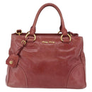 Miu Miu Hand Bag Leather 2way Pink Gold Auth 167648A-13