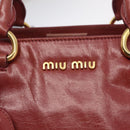 Miu Miu Hand Bag Leather 2way Pink Gold Auth 167648A-25