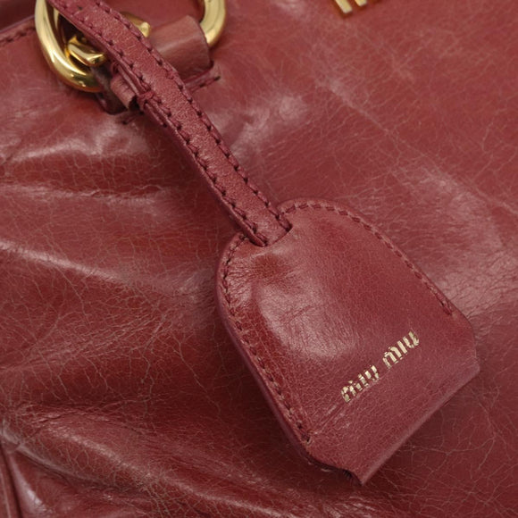 Miu Miu Hand Bag Leather 2way Pink Gold Auth 167648A