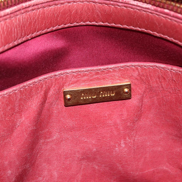 Miu Miu Hand Bag Leather 2way Pink Gold Auth 167648A