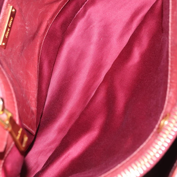 Miu Miu Hand Bag Leather 2way Pink Gold Auth 167648A