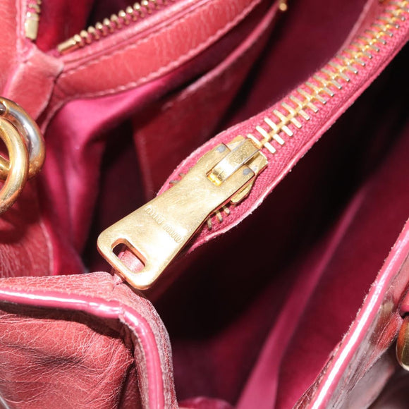 Miu Miu Hand Bag Leather 2way Pink Gold Auth 167648A