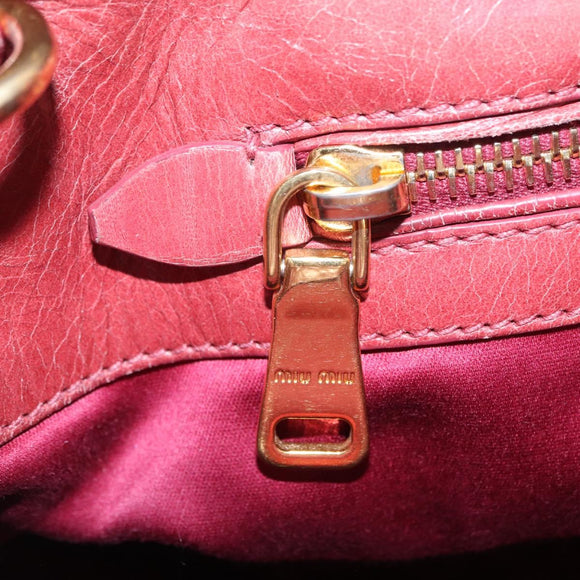 Miu Miu Hand Bag Leather 2way Pink Gold Auth 167648A