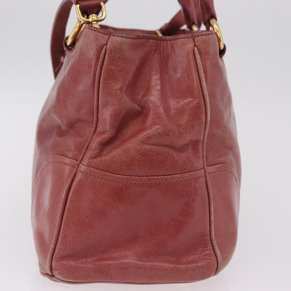 Miu Miu Hand Bag Leather 2way Pink Gold Auth 167648A