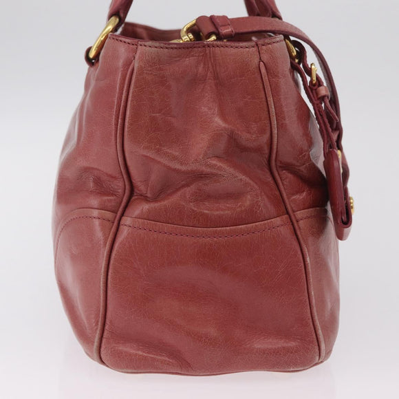 Miu Miu Hand Bag Leather 2way Pink Gold Auth 167648A
