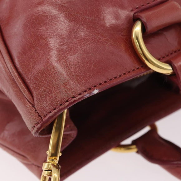 Miu Miu Hand Bag Leather 2way Pink Gold Auth 167648A