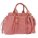 Miu Miu Hand Bag Leather 2way Pink Gold Auth 167649M-1