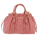 Miu Miu Hand Bag Leather 2way Pink Gold Auth 167649M-13