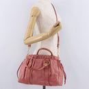 Miu Miu Hand Bag Leather 2way Pink Gold Auth 167649M-29