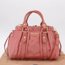 Miu Miu Hand Bag Leather 2way Pink Gold Auth 167649M-12