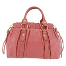 Miu Miu Hand Bag Leather 2way Pink Gold Auth 167649M-2