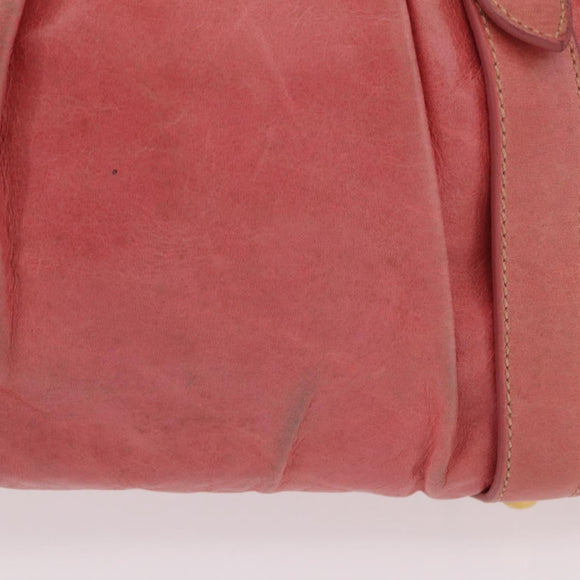 Miu Miu Hand Bag Leather 2way Pink Gold Auth 167649M