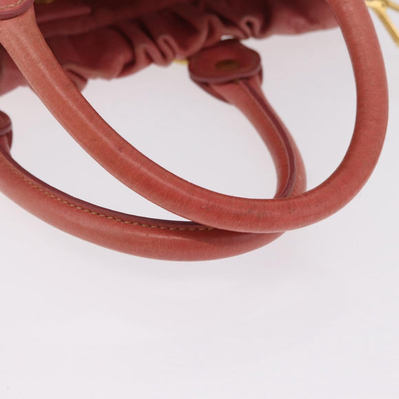 Miu Miu Hand Bag Leather 2way Pink Gold Auth 167649M