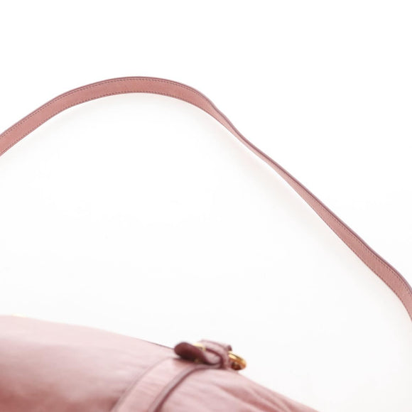 Miu Miu Hand Bag Leather 2way Pink Gold Auth 167650M