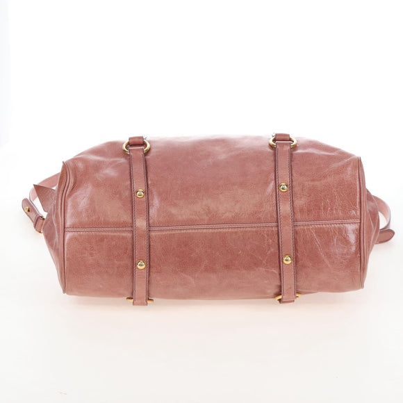 Miu Miu Hand Bag Leather 2way Pink Gold Auth 167650M